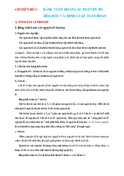 Lý thuyết và trắc nghiệm chương bảng tuần hoàn các nguyên tố hóa học-định luật tuần hoàn lớp 10 (có lời giải chi tiết và đáp án)