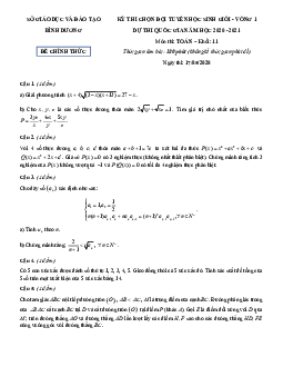 Đề thi chọn HSG Toán 11 vòng 1 năm học 2020 – 2021 sở GD&ĐT Bình Dương