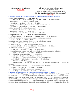 Đề thi tuyển sinh vào lớp 10 THPT năm 2023-2024 môn Tiếng Anh Sở GD Bạc Liêu (có lời giải)