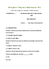 Đề thi giữa kì 1 Tiếng Anh 7 Global Success - Đề 2