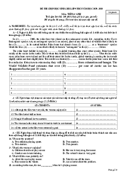 Đề luyện thi chọn học sinh giỏi lớp 9 THCS năm học 2019-2020