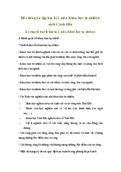 Đề cương ôn tập học kì 1 môn Khoa học tự nhiên 6 sách Cánh diều