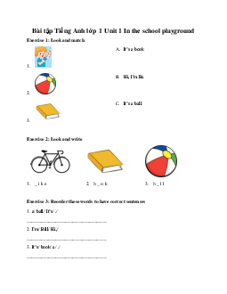 Bài tập Tiếng Anh lớp 1 Unit 1 In the school playground | Global Success