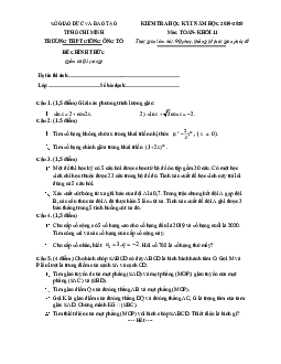 Đề thi học kì 1 Toán 11 năm 2019 – 2020 trường Giồng Ông Tố – TP HCM