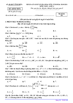 Đề thi học kỳ 2 Toán 11 năm học 2019 – 2020 sở GD&ĐT Vĩnh Phúc