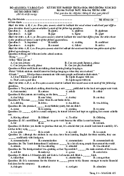 Đề thi chính thức và đáp án mã đề thi 415 môn Tiếng Anh THPT Quốc gia, Kỳ thi tốt nghiệp THPT 2023