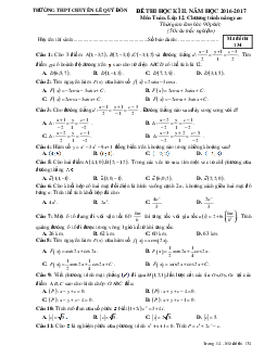 Đề thi HK2 Toán 12 nâng cao năm học 2016 – 2017 trường THPT chuyên Lê Quý Đôn – Quảng Trị