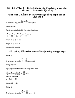 Giải Toán 7 Bài 21: Tính chất của dãy tỉ số bằng nhau | Kết nối tri thức