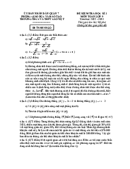 Đề tham khảo học kỳ 1 Toán 9 năm 2022 – 2023 trường Sao Việt – TP HCM