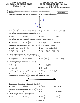 Đề ôn thi tốt nghiệp THPT 2022 môn Toán cụm trường THPT Thuận Thành – Bắc Ninh