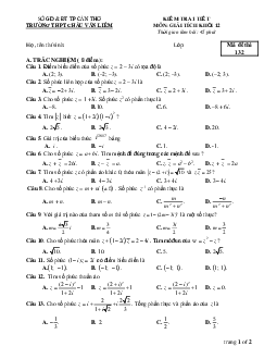 Đề kiểm tra Giải tích 12 chương 4 (Số phức) trường THPT Châu Văn Liêm – Cần Thơ