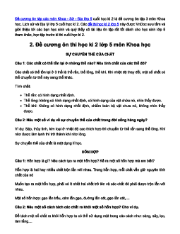 Đề cương ôn tập các môn Khoa - Sử - Địa lớp 5 cuối học kì 2