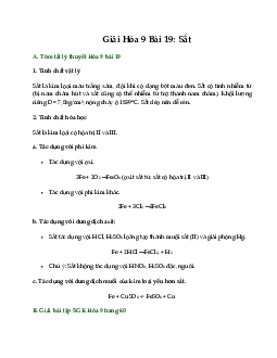 Giải Hóa 9 Bài 19: Sắt