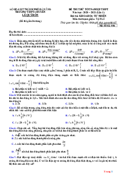 Bộ 5 đề thi thử TNTHPT 2021 môn Lý các trường chuyên có đáp án và lời giải chi tiết-bộ 1