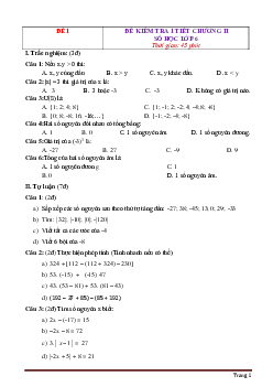 Bộ đề kiểm tra 1 tiết chương số nguyên Toán 6 (có đáp án)