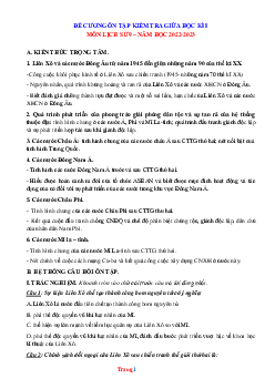 Đề cương giữa HK1 Lịch sử 9 năm 2022-2023 (có đáp án)