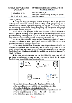 Đề thi HSG môn Sinh học 9 Sở GD Quảng Nam 2020-2021 (có đáp án)