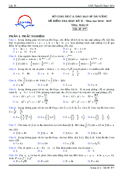 Đề thi HK2 Toán 12 năm học 2016 – 2017 sở GD và ĐT Đà Nẵng
