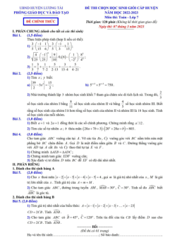Đề HSG cấp huyện Toán 7 năm 2022 – 2023 phòng GD&ĐT Lương Tài – Bắc Ninh