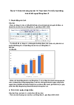 Địa lý 11 Chân trời sáng tạo bài 14: Thực hành Tìm hiểu hoạt động kinh tế đối ngoại Đông Nam Á