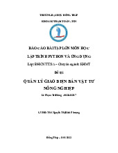 Báo cáo lớn - Quản lý bán vật tư nông nghiệp môn Lập trình PYTHON và ứng dụng | Đại học Đồng Tháp