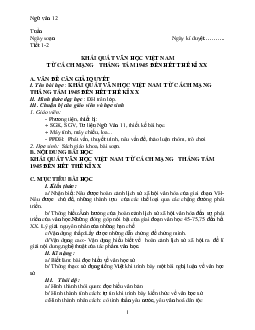Giáo án Ngữ Văn 12 học kỳ 1 theo phương pháp Mới