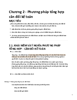 Chương 2 - Phương pháp tổng hợp cân đối kế toán học phần Nguyên lý kế toán