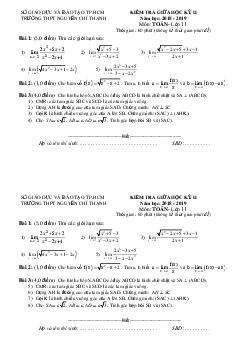 Đề kiểm tra giữa học kỳ 2 Toán 11 năm 2018 – 2019 trường Nguyễn Chí Thanh – TP HCM