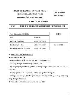 Báo cáo thí nghiệm chưng cất rượu