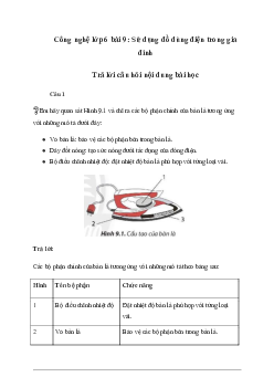 Giải Công nghệ 6 Bài 9: Sử dụng đồ dùng điện trong gia đình - Chân Trời Sáng Tạo