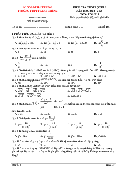 Đề cuối học kì 2 Toán 11 năm 2022 – 2023 trường THPT Thanh Miện 2 – Hải Dương