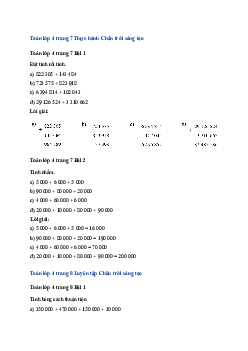 Toán lớp 4 trang 7, 8 Bài 40: Phép cộng các số tự nhiên Chân trời sáng tạo