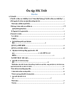 Đề cương ôn tập Triết HK | môn Triết học Mác -Lênin | Đại học sư phạm Hà nội