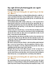 Suy nghĩ về tình yêu thương giữa con người trong xã hội hiện nay