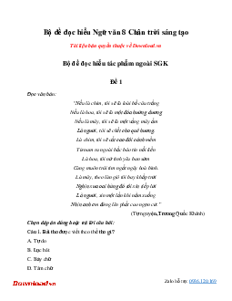 Bộ đề đọc hiểu Ngữ văn 8 Chân trời sáng tạo