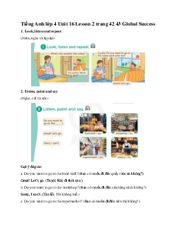 Tiếng Anh lớp 4 Unit 16 Lesson 2 trang 42 43 Global Success