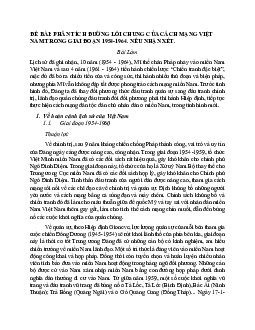 Phân tích đường lối chung của Cách mạng Việt Nam giai đoạn 1954-1964