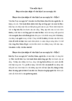 Văn mẫu lớp 6: Đoạn văn cảm nhận về văn bản Lao xao ngày hè (2 mẫu) - Chân Trời Sáng Tạo