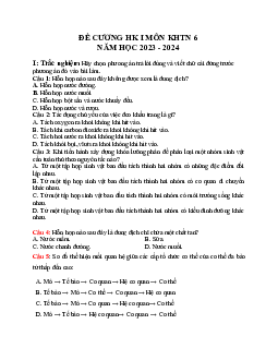 Đề cương ôn tập học kì 1 môn Khoa học tự nhiên 6 sách Kết nối tri thức với cuộc sống