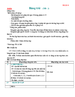 Giáo án Toán 2 tuần 9 sách Chân trời sáng tạo