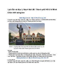 Lịch Sử và Địa Lí lớp 4 Bài 26: Thành phố Hồ Chí Minh | Chân trời sáng tạo