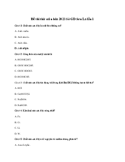 Đề thi thử THPT Quốc gia năm 2023 môn Hóa học lần 1 Sở GD&ĐT Sơn La (có đáp án)