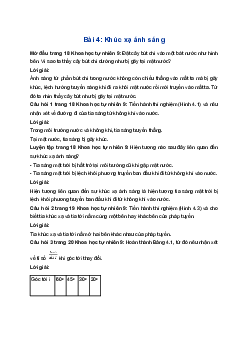 Giải Khoa học tự nhiên 9 Chân trời sáng tạo Bài 4: Khúc xạ ánh sáng