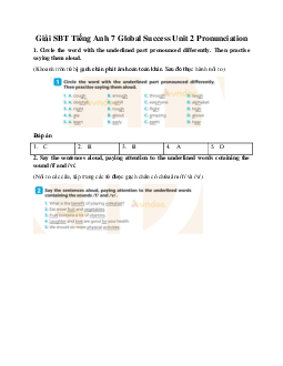 Giải SBT Tiếng Anh 7 Global Success Unit 2 Pronunciation