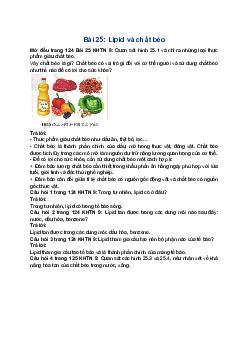 Giải Khoa học tự nhiên 9 Cánh diều Bài 25: Lipid và chất béo