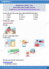 Đề kiểm tra cuối kì 1 – đề 1  môn: Tiếng anh 5 global success