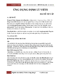 Nghiên cứu định lý Viète và ứng dụng – Nguyễn Thành Nhân