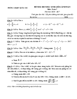 Đề học sinh giỏi huyện Toán 7 năm 2016 – 2017 phòng GD&ĐT Quốc Oai – Hà Nội
