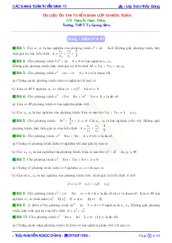 Bài tập ôn thi tuyển sinh vào lớp 10 môn Toán – Nguyễn Ngọc Dũng