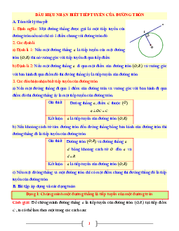 Tài liệu Toán 9 chủ đề dấu hiệu nhận biết tiếp tuyến của đường tròn